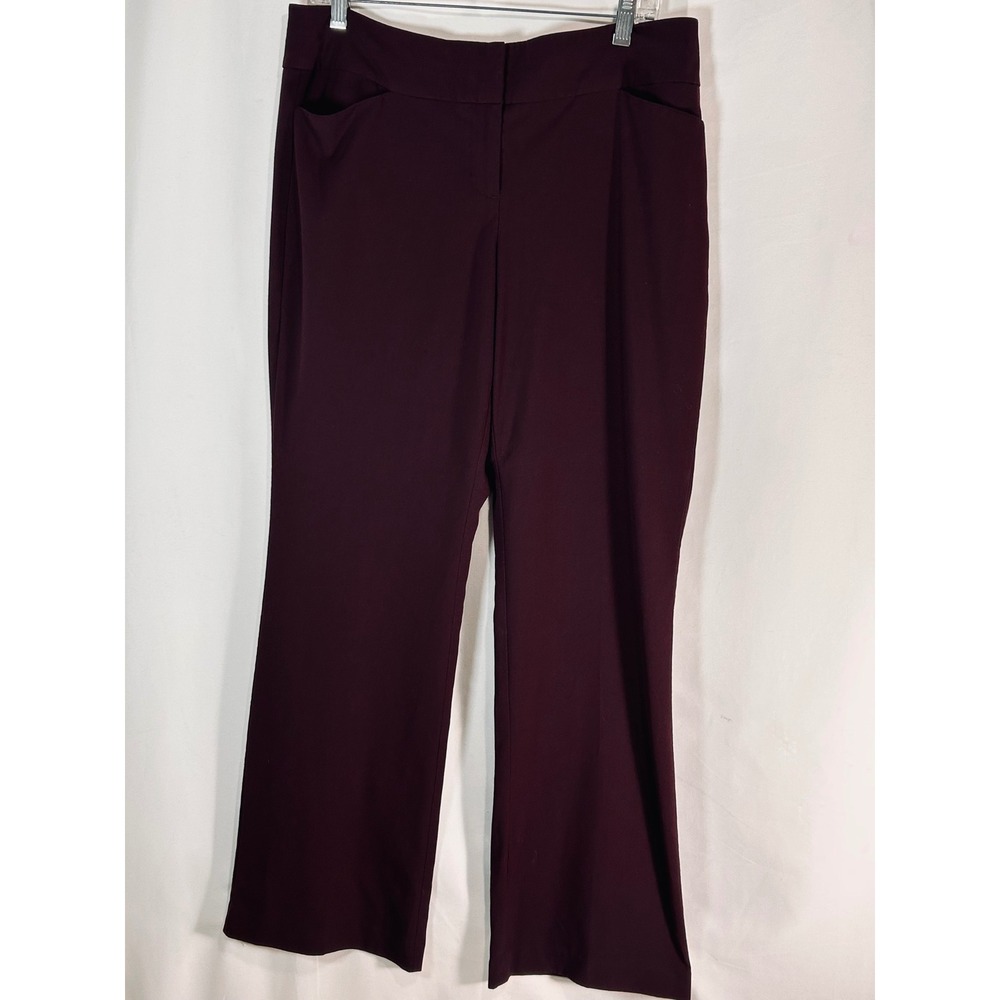 Loft Burgundy Flat Front Dress Pants  Wide Leg Professional Office Wear 10